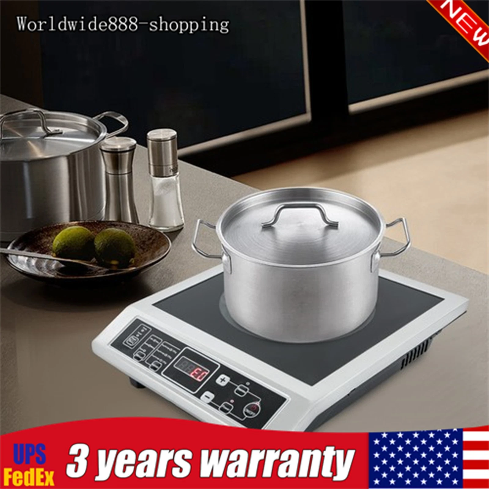 Portable Commercial Induction Cooktop 3500W Countertop Burner 8Temp Levels 110V