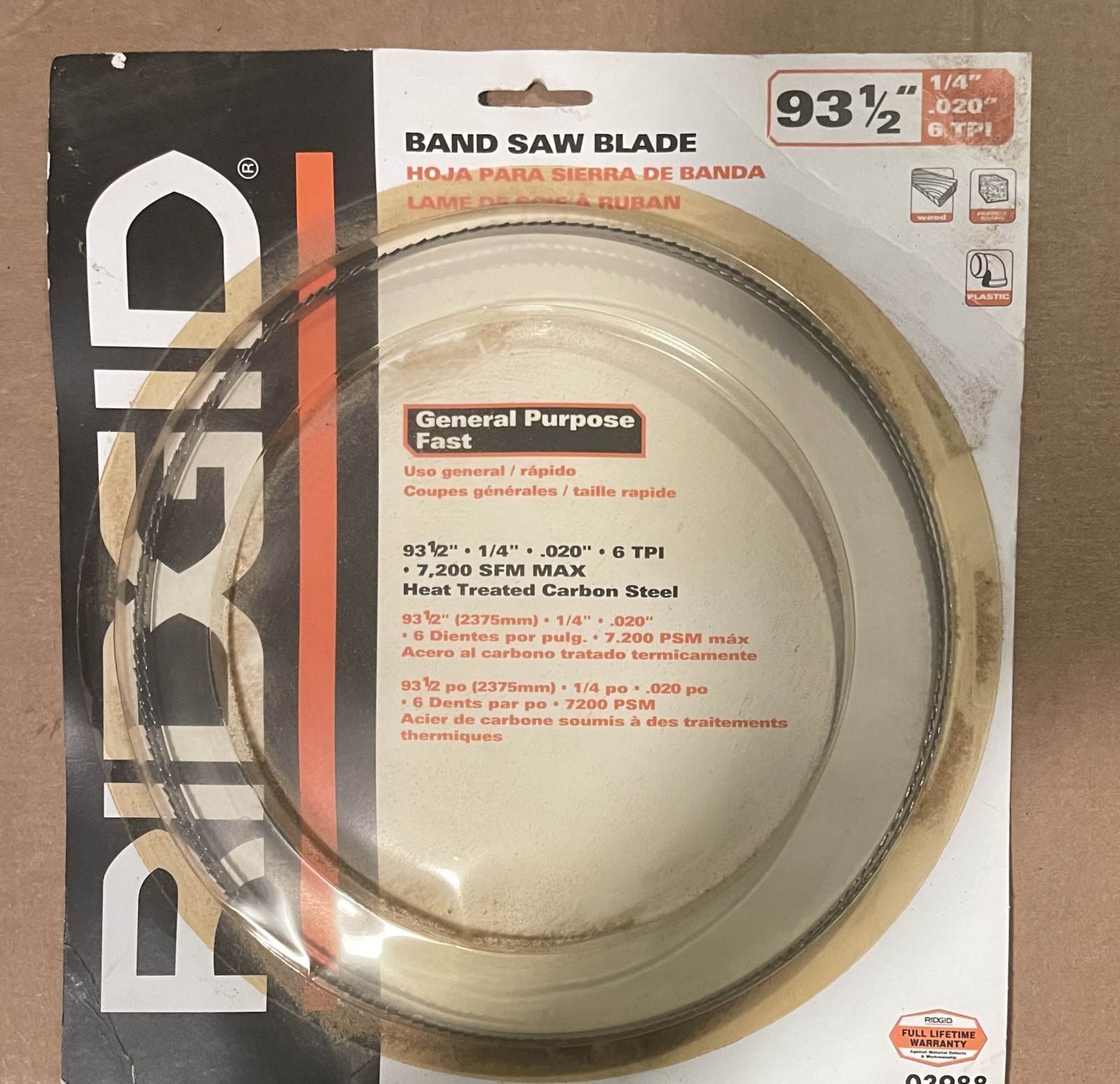 RIDGID BAND SAW BLADE, 93 1/2 1/4