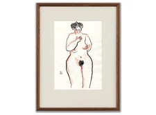 Sanyu Style Nude Female Chinese French ink drawing art deco Chang Yu 常玉 erotic
