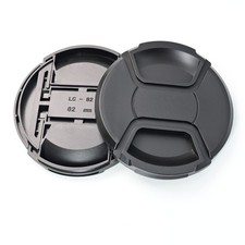 82mm Front Lens Cap 2-Pack Black Center Pinch Snap-On Lens Cover LC-82