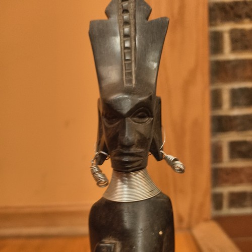 Vintage hand carving wood African woman folk statuette - Picture 3 of 6