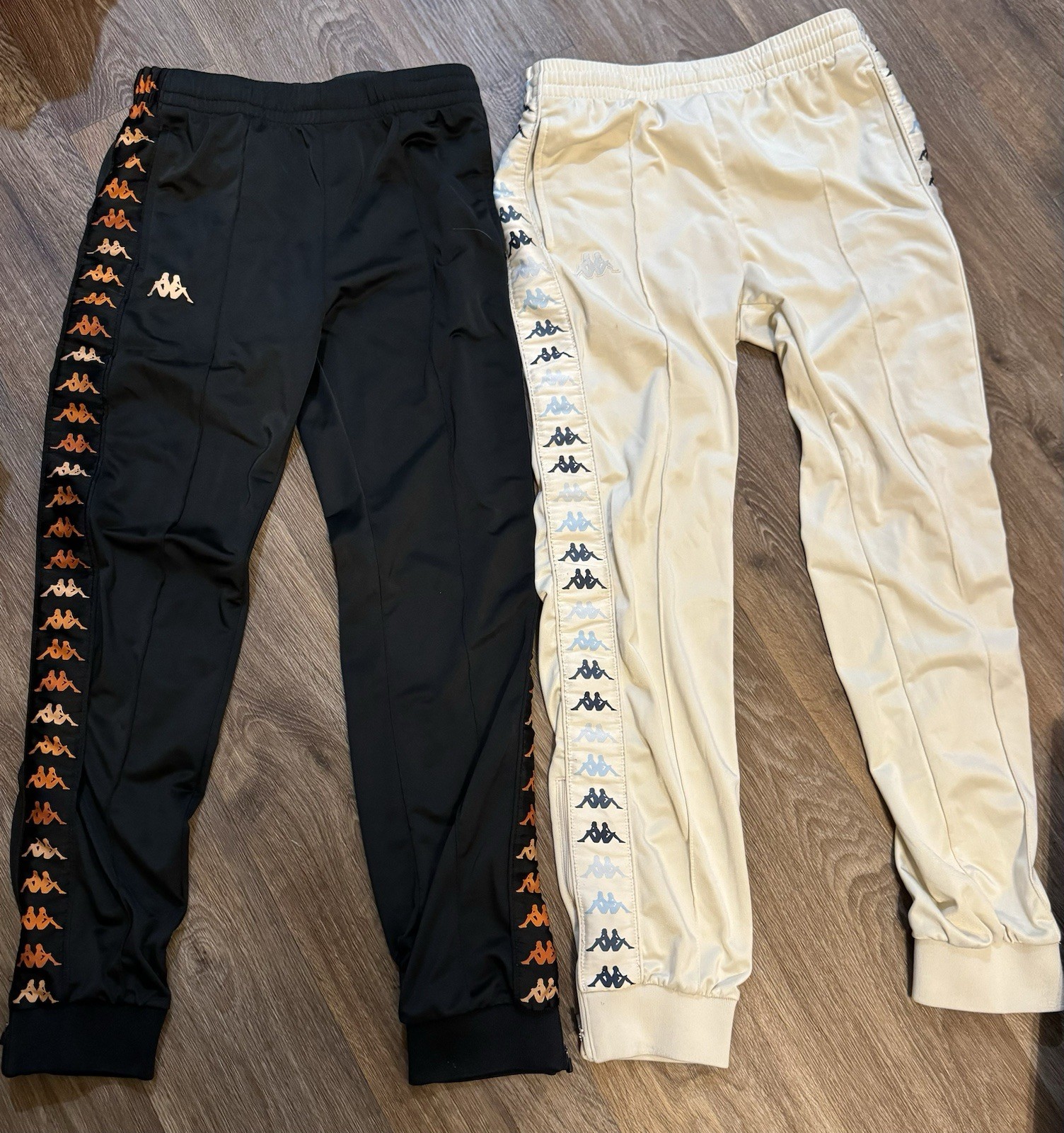 2 Pcs Bundle Kappa Cream and Black Jogger Sweatpants Womens Medium