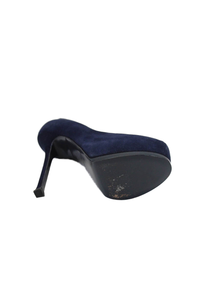 Yves Saint Laurent decolte donna stiletto plateau tribtoo camoscio navy taglia 36 5
