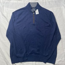 NWT J.Crew Navy Blue Half Zip Sweater Cotton Cashmere Large Men's Mock Neck