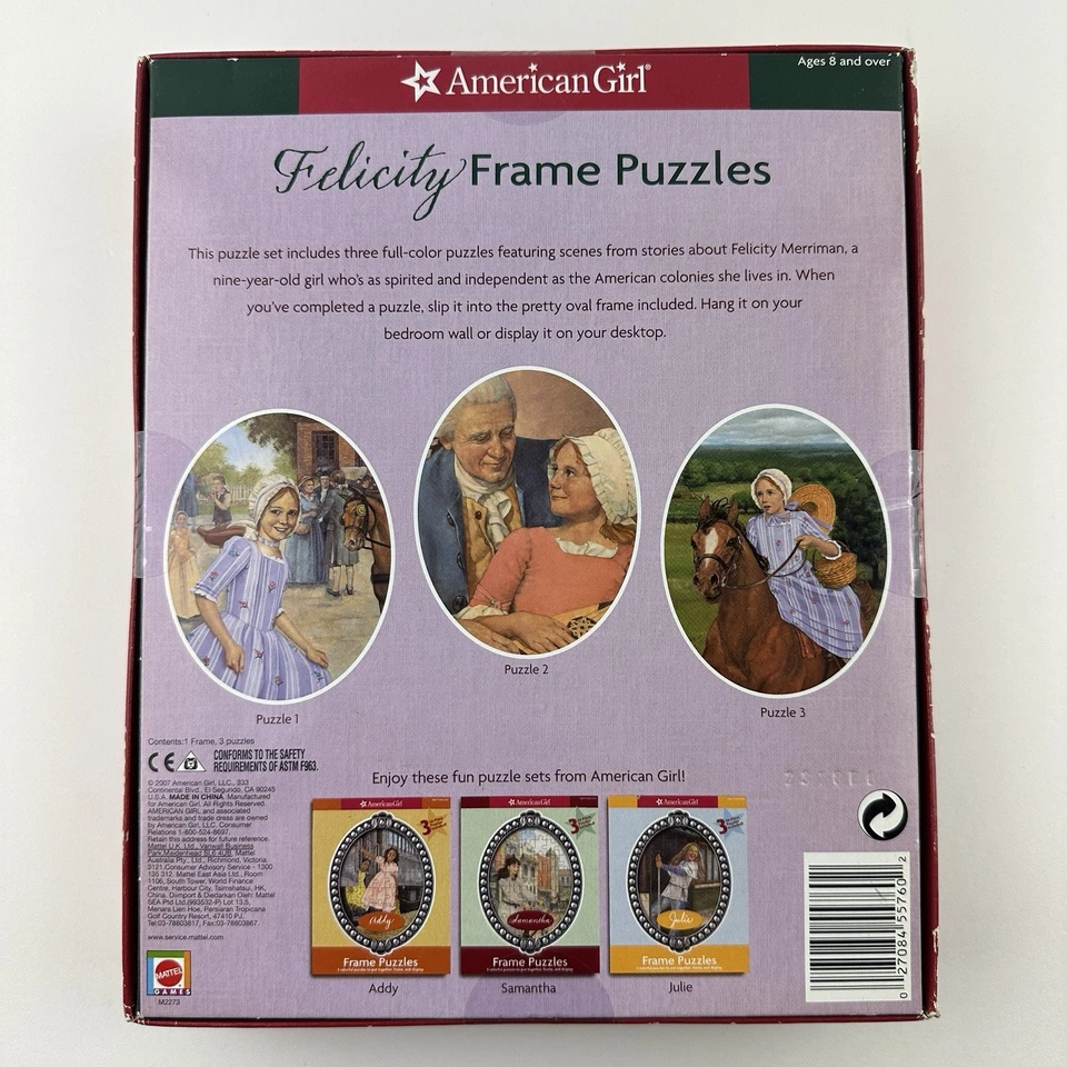 Rompecabezas Mattel American Girl Felicity Marco Tres Rompecabezas 50 Piezas Cada Uno Nuevo Foto 2 de 4