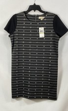 Michael Kors Women's Dress Gray Black Striped Grommet Derby NWT Sz 4