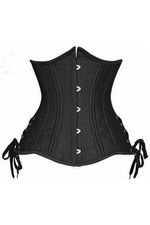 Corsés Margarita Cajón Superior Negro Satinado Doble Acero Deshuesado Corte Curvilíneo Cintura Ajustador