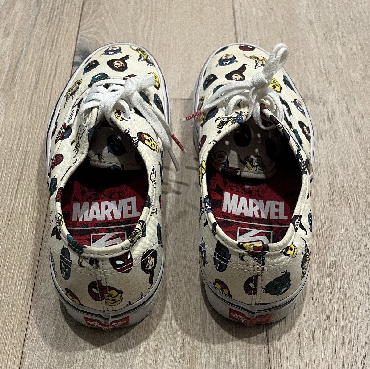 Vans X Marvel Authentic Marvel Heads Cream Canvas Sneakers 