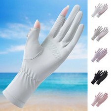 Summer Sun Protection Gloves Anti UV Ice Silk Lengthened Wrist Cycling Gloves No