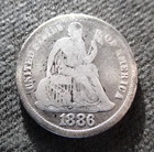 SILVER COIN UNITED STATES OF AMERICA 1886 "SEATED LIBERTY DIME" PHILADELPHIA (3)