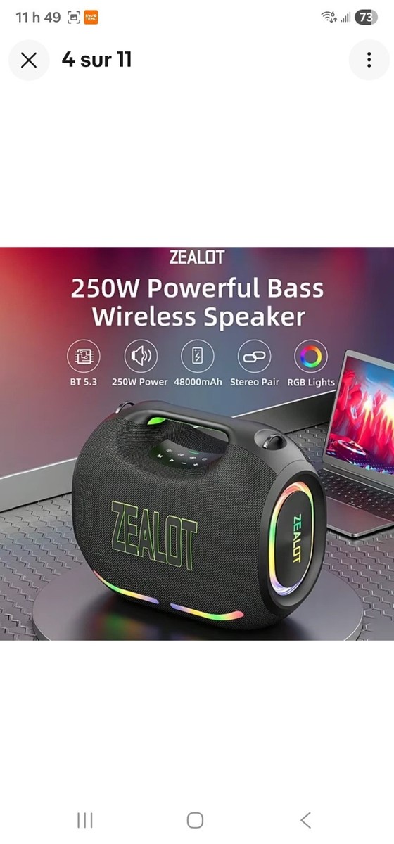 ZEALOT ZE21 250W MONSTER Partybox BIG BASS Boombox 3 Speakers | eBay