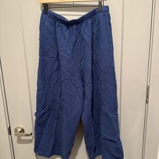 Bryn Walker Crop Cotton Gauze Wide Legged Pant Size Large Navy With Pockets