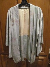 Japanese Silk KIMONO Jacket mint green, lined, handmade