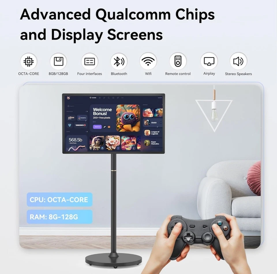 BISPRICO 27-INCH 1080P PORTABLE TOUCH-SCREEN MONITOR 8GB 128GB STORAGE - Image 4 of 4