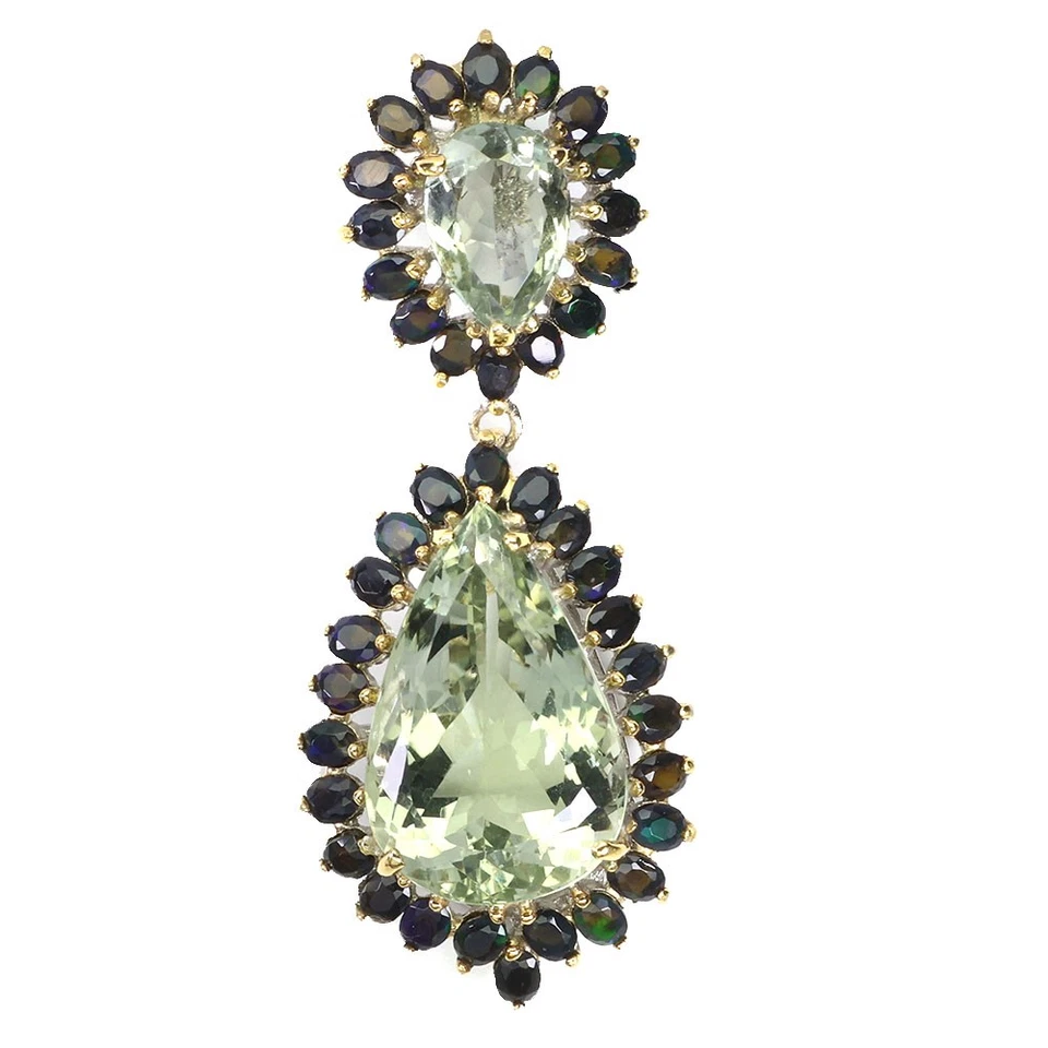Colgante de plata de ley 925 pera verde amatista 58ct ópalo hecho a mano piedras preciosas Foto 2 de 4