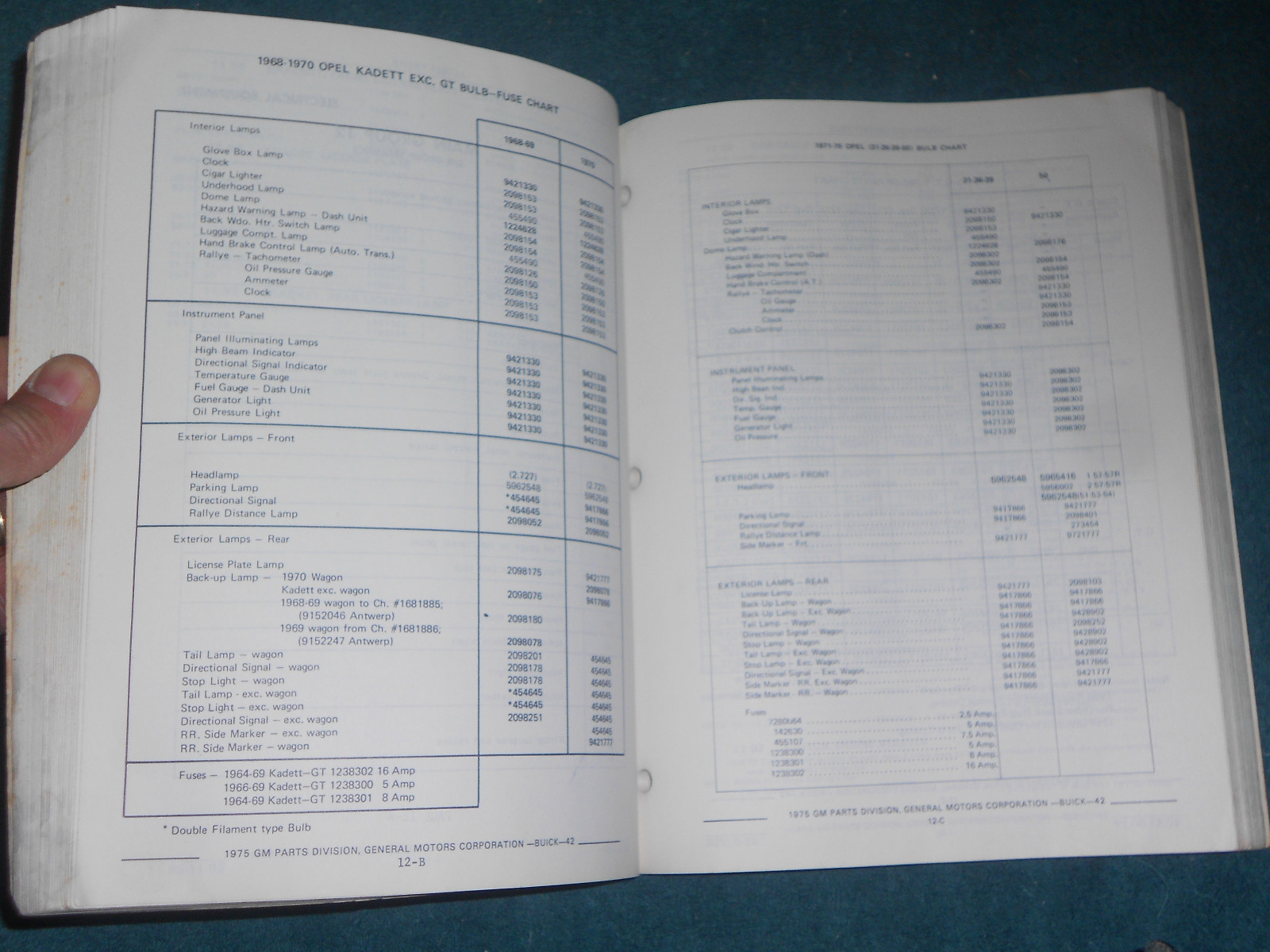 19681975 BUICK OPEL & OPEL GT PARTS CATALOG / ORIGINAL BOOK 69 70 71