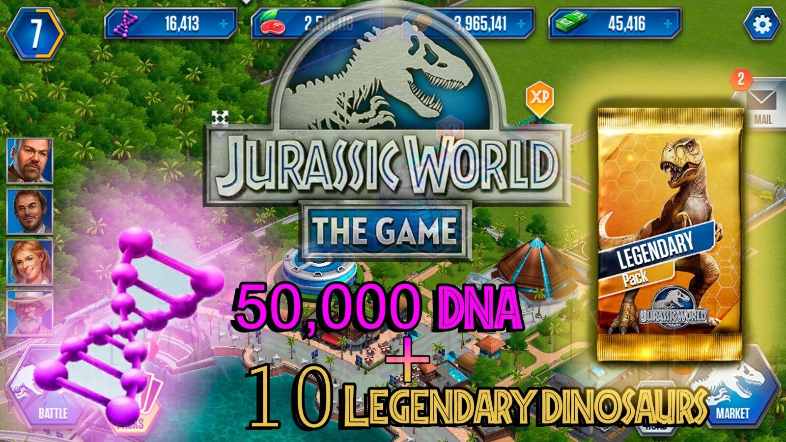 Jurassic World The Game IOS Android B-DNA 99,999,999 + 2 Max level