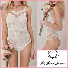 Love Lemons Lace Bodysuit XS White Bridal Lingerie New Daffodil Honeymoon