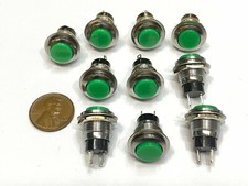 10 Pieces Green small N/O Momentary 12mm push button Switch round 12v on off