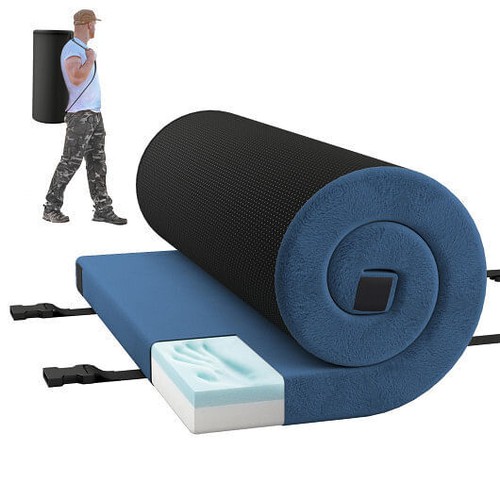 Indoor outdoor Sleeping mat with High density foam Cushion and Carrying Bag-Navy - Picture 1 of 5