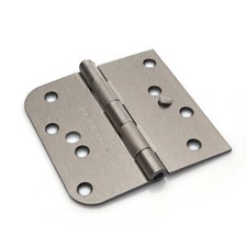 4" Satin Nickel Finish Door Hinges - 3 Pack, 5/8" Round / Square Removeable Pin