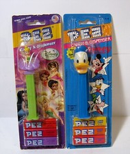 Vintage Lot of 2 Pez Dispensers Tinkerbell & Donald Duck NIP Disney
