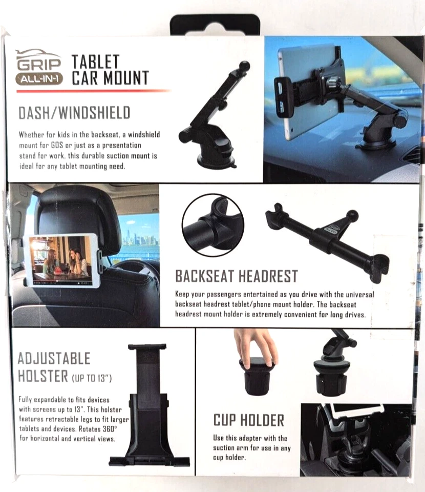 Suporte de carro tablet tudo em 1 para tablets de até 13 polegadas (universal) - Imagem 3 de 4