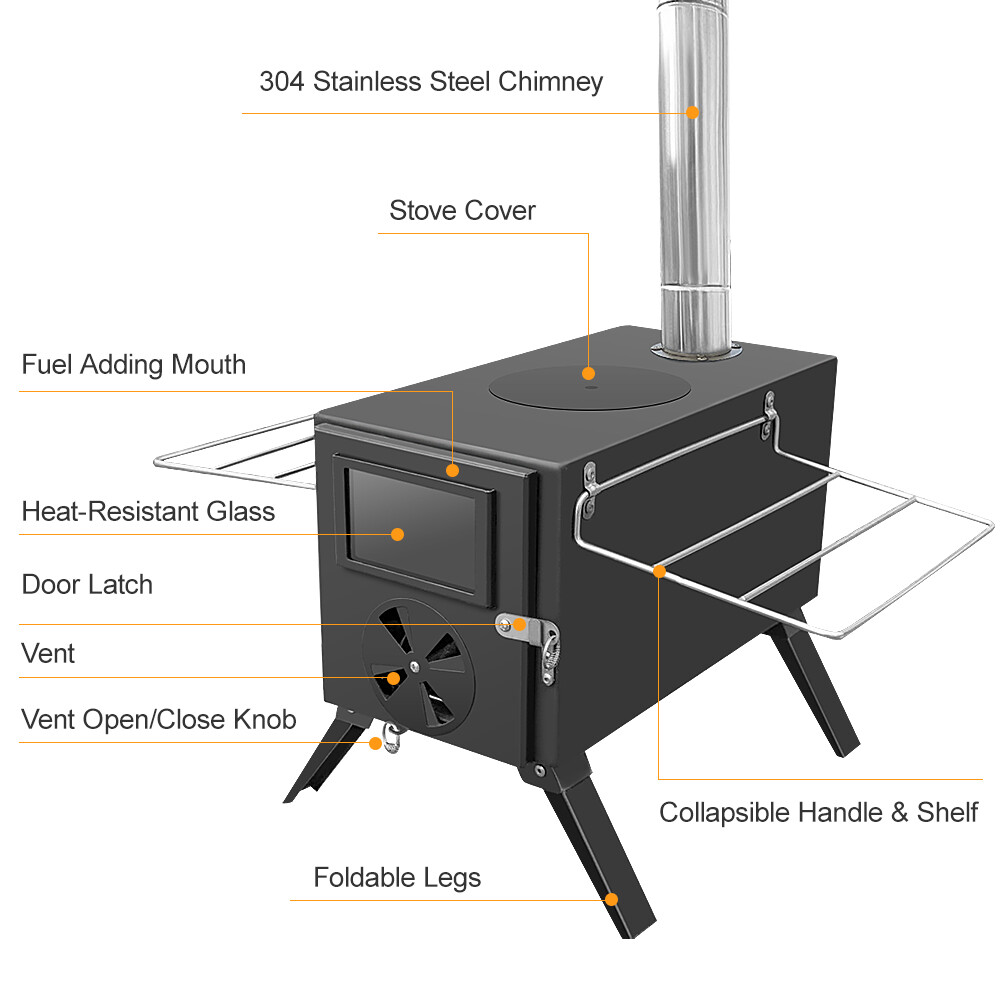 Camping Tent Firewood Stove Portable Wood Burning Stove Firewood Burner  W2U4 | eBay