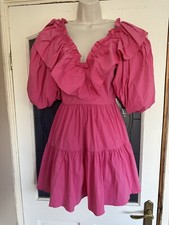 Pink Ruffle Ruched Mini Dress Size 8