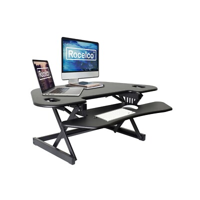 Rocelco R CADRB-46 46''W 5''-18''H Adjustable Corner Standing Desk Black New Sealed