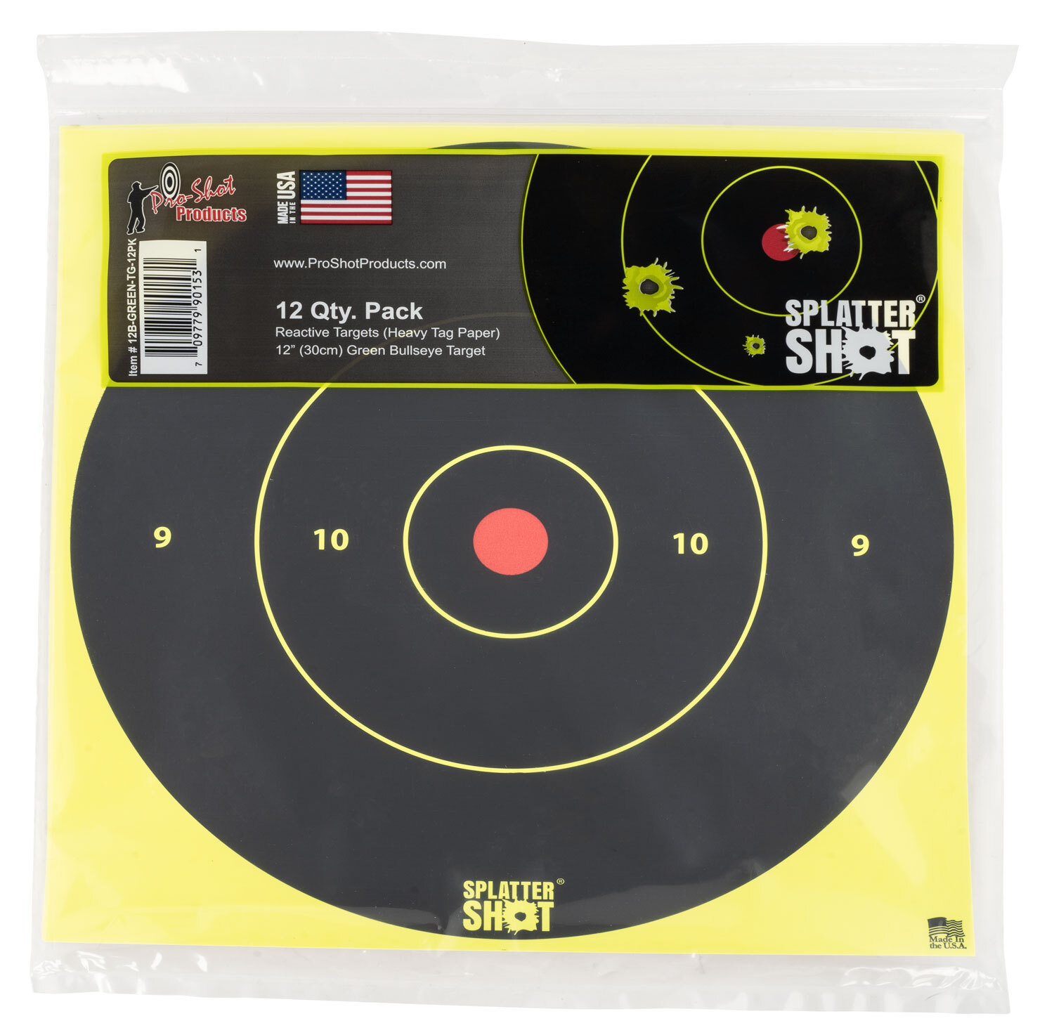 ProShot 122983 Splatter Shot 12" Bullseye Peel Stick Green (12 Sheets
