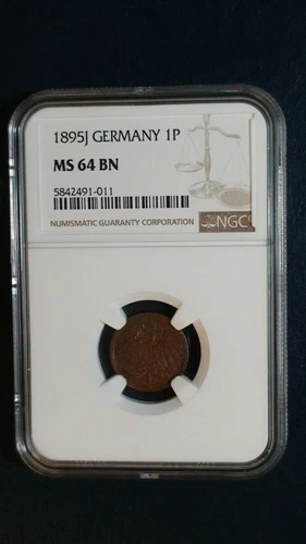 1895J Germany One Pfennig NGC MS64 BN 1P Coin PRICED TO SELL NOW!