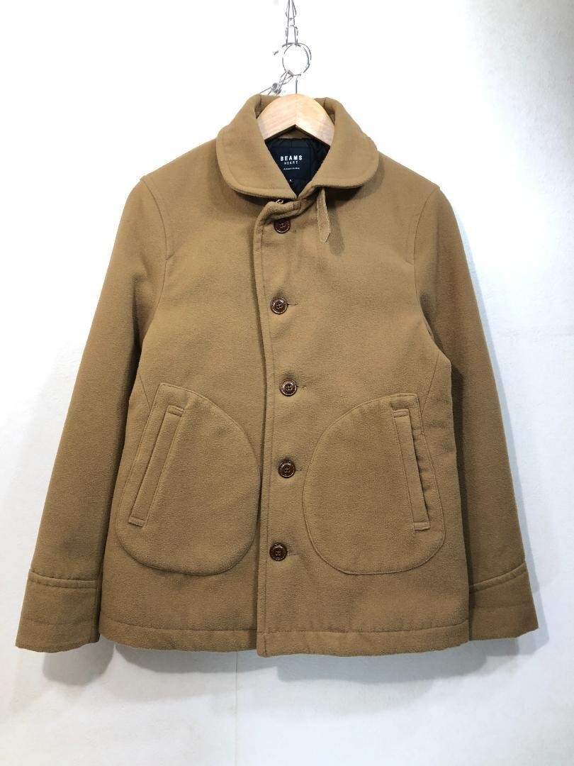 BEAMS HEART Balmacaan Coat Soutien collar Jacket Beige Quilted Men 