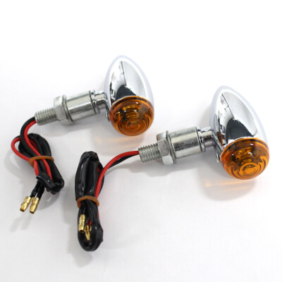 Motorcycle Chrome LED Bullet Turn Signal Blinker Light Amber For Harley Suzuki
