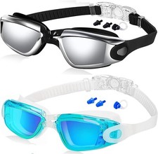 2 Pack Swim Goggles for Adult Youth Soft Silicone Gasket Anti-Fog Pool Goggle
