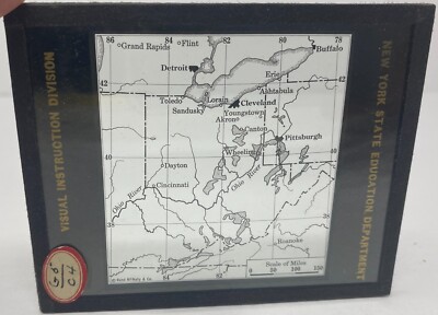 Vtg Magic Lantern GlassSlide Map of Bituminous Coal Fields of Appalachian Region