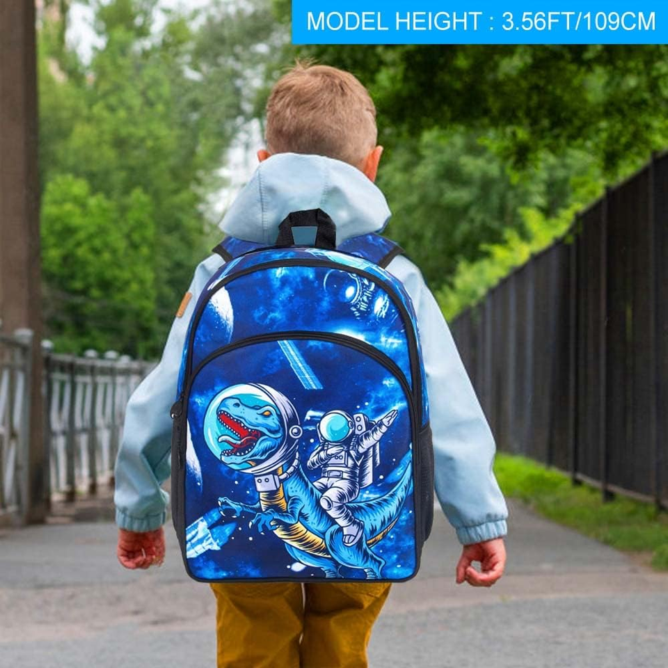 3PCS Dinosaur Backpack for Boys, 16" Kids Bookbag and Lunch Box