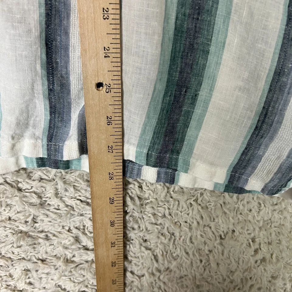 Reyn Spooner Shirt Mens Large White Blue Classic Fit Linen Button Down Striped - Image 2 of 4