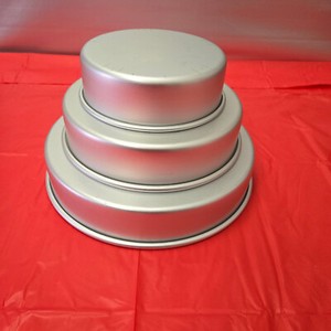 3-Wilton Round Cake Baking Pans Aluminum Wedding 3 Tiered Bakery 6" 8" & 10"