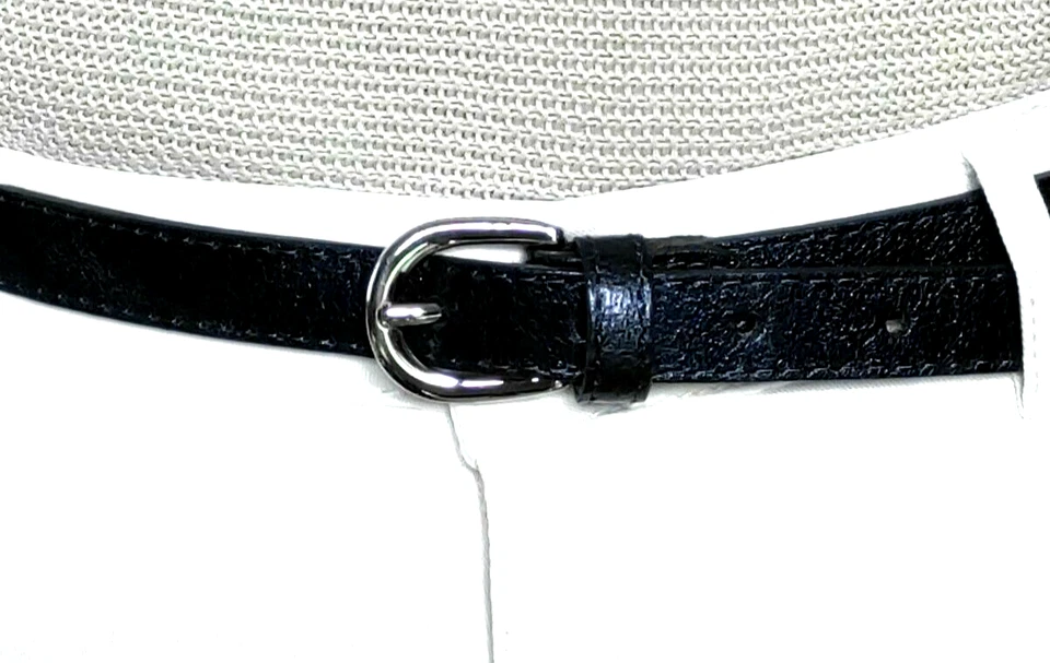 cintura donna VERA PELLE italy sottile shine lucida 1,8cm cinta argento oro - Immagine 2 di 4