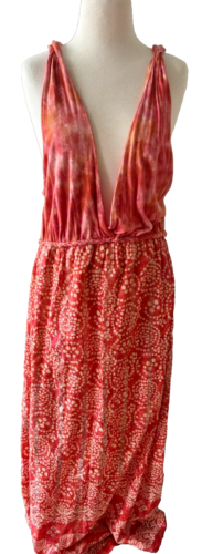 NWOT BEAUTIFUL LUCKY BRAND ORANGE/CREAM MAXI DRESS size XL (AUS 14/16) - Picture 1 of 10