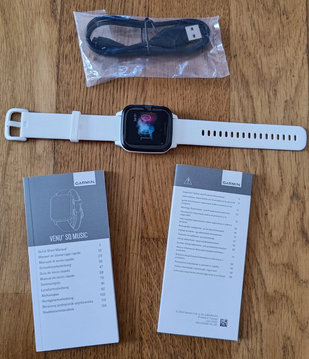 GARMIN Venu Sq Music GPS Fitness Smartwatch wasserdicht Wei Schwarz