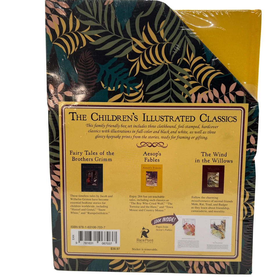 AESOP'S FABLES, WIND IN THE WILLOWS, GRIMM'S  TALES Illustrated Slipcase NEW! Foto 3 de 3
