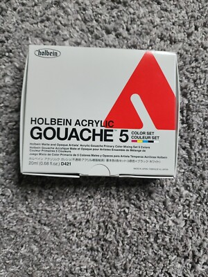 Holbein Matte & Opaque Artist Acrylic Gouache Primary Color Mixing Set, 5ct