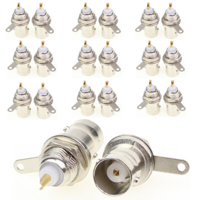 20Pcs BNC Female Chassis Panel Mount Solder Nut Bulkhead Type Jack RF Connector
