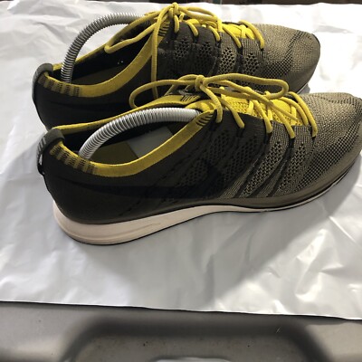 Nike Flyknit Trainer - AH8396 300 - Size: 9.5  - Cargo Khaki / Bright Citron