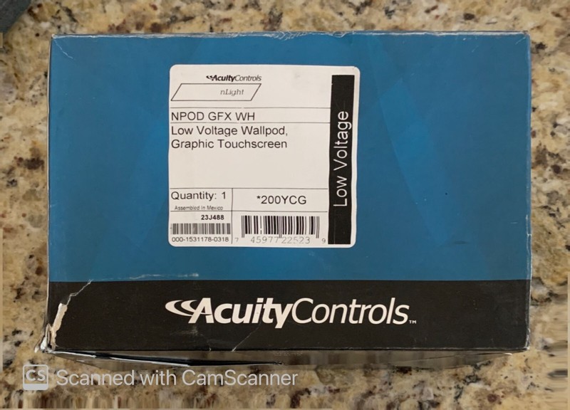 Acuity Controls NPOD GFX WH Low Voltage Wallpod Graphic Touchscreen BRAND NEW