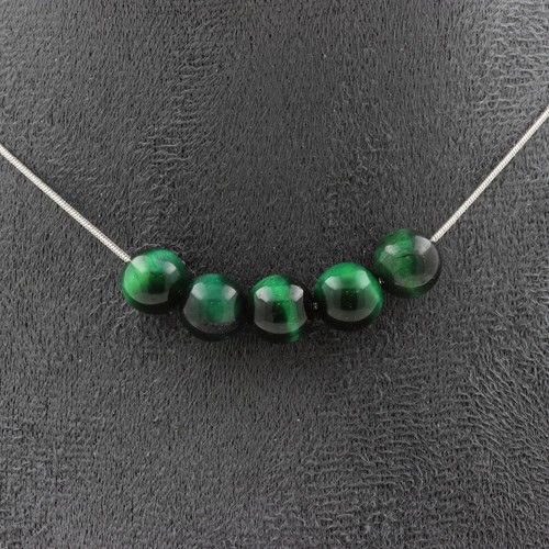 Collier 2 perles Lépidolite 8 mm. Chaine en acier inoxydable Collier
