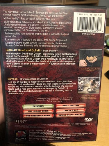 NEW SEALED Ancient Secrets of Bible Battle David & Goliath Samson DVD Collectors - Picture 2 of 2