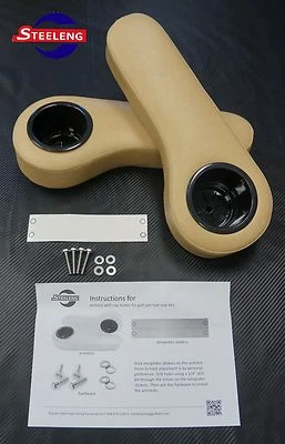 STEELENG EZGO/Club Car/Yamaha Golf Cart Rear Seat Arm Rest Cushion Cupholder (TAN)